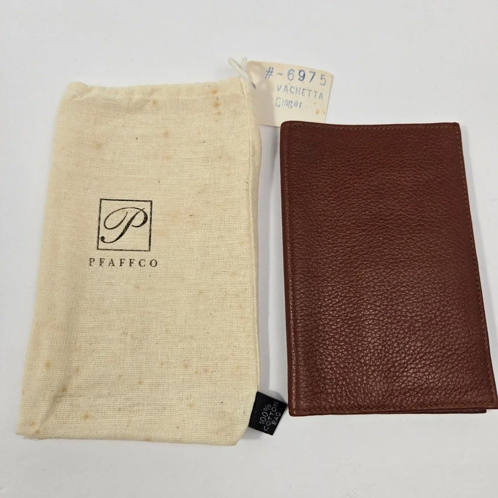 Vintage Pfaffco Vachetta Ginger Pebbled Leather Passport Wallet Bifold Bolivia